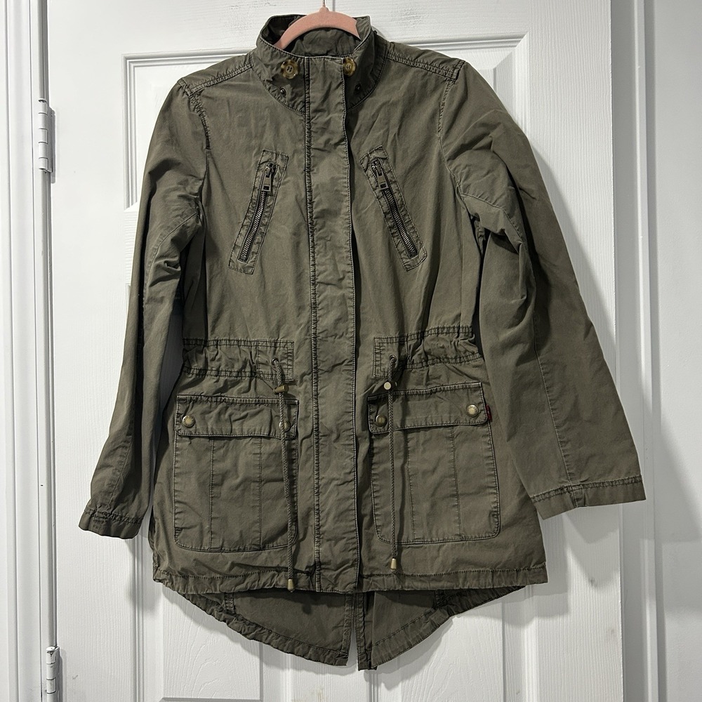 Levi's Jacket‎ Womens M Anorak Olive Green Utility Military Field Chore Coat